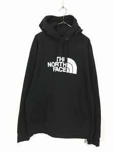 古着 TNF The North Face BIG ロゴ パッチ スウェット パーカー 黒 L 古着