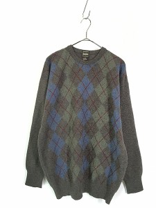 古着 90s Scotland製 Neiman Marcus アーガイル チェック 豪華 100% カシミア ニット セーター M