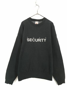 古着 90s USA製 JCEC SECURITY セットイン ヘビー スウェット トレーナー 黒 XL