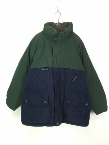 古着 90s Nautica 緑×紺 バイカラー ダウン ジャケット L 古着