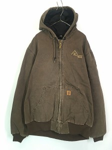 古着 90s Carhartt チョコレート ダック 防寒 パデット アクティブ パーカー ジャケット XL Tall 古着