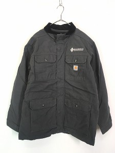 古着 Carhartt グレー ダック 比翼 6ポケット ワーク ジャケット キルティング ライナー完備!! L 古着