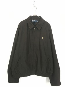 古着 Polo Ralph Lauren 異素材 フェイク スエード スウィング トップ ジャケット 黒 XL 古着?@