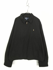 古着 Polo Ralph Lauren 異素材 フェイク スエード スウィング トップ ジャケット 黒 XL 古着?A