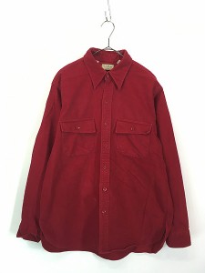 古着 80s USA製 LL Bean 「CHAMOIS CLOTH」 ソリッド シャモアクロス フランネル シャツ ネルシャツ 16 1/2