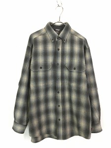 古着 00s WoolRich オンブレ シャドー チェック ウール シャツ M