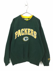 古着 90s NFL Green Bay Packers パッカーズ Wネック カノコ スウェット トレーナー M 古着