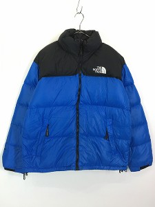 古着 90s TNF The North Face 700フィル パワー ヌプシ ダウン ジャケット 貴重 ブルー×ブラック!! XL 古着