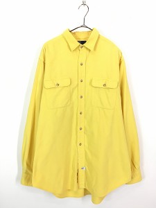 古着 Polo Ralph Lauren ソリッド シャモアクロス フランネル シャツ ネルシャツ 黄 XL 古着