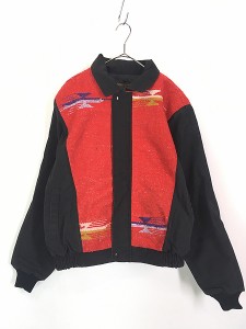 古着 90s USA製 David James 民族 ネイティブ ブランケット コットン キャンバス パデッド ジャケット XL