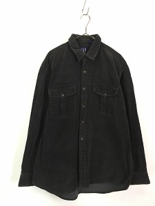 古着 90s GAP 無地 ソリッド 太畝 コーデュロイ シャツ L