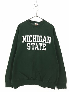 古着 90s USA製 MICHIGAN STATE カレッジ ヘビー スウェット トレーナー XL