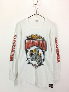 古着 90s USA製 HARLEY DAVIDSON ハーレー イーグル ハニカム サーマル シャツ L 古着