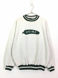 古着 90s USA製 HEINZ ヘインツ プリント リブライン スウェット トレーナー L 古着