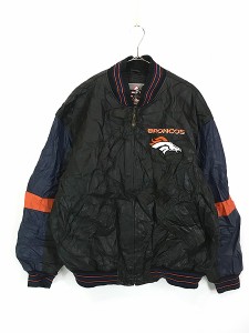 古着 90s NFL Denver Broncos ブロンコス 本革 オールレザー スタジャン ジャケット XL 古着