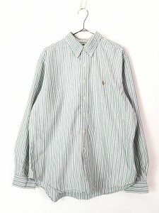 古着 90s Ralph Lauren 「CLASSIC FIT」 ポニー カラー 刺しゅう マルチ ストライプ BD シャツ 17 1/2 古着