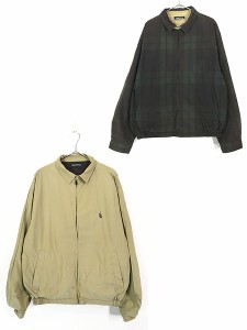 古着 90s NAUTICA チェック フェイク スエード × ソリッド コットン リバーシブル ジャケット XL 古着