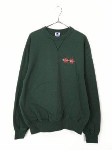 古着 90s USA製 Champion ボックスロゴ 前V スウェット トレーナー 緑 L 古着