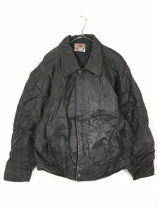 古着 90s PEPSI 本革 カウ レザー シンプル スポーツ ジャケット XL 古着