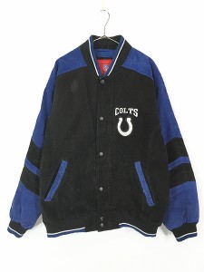 古着 NFL Indianapolis Colts コルツ 本革 スエード レザー スタジャン ジャケット L 古着