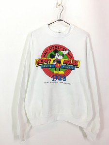 古着 90s Disney Mickey ミッキー 「1928」 サークル プリント スウェット トレーナー L位 古着