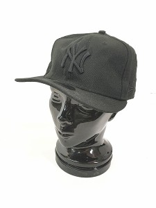 雑貨 古着 NEW ERA MLB Newyork Yankees 59FIFTY オール ブラック ウール ベースボール キャップ 7 5/8 帽子 古着