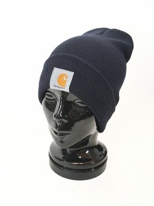 雑貨 古着 Carhartt カーハート ニット ワッチ キャップ ビーニー 紺 帽子 古着