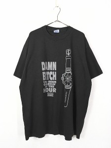古着 90s USA製 Parental Advisory 「DAMN BITCH」 時計 時間 指 アート Tシャツ XXL