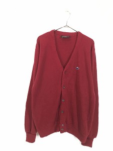 古着 60s IZOD LACOSTE ワニ パッチ アクリル ニット カーディガン 赤 XL位