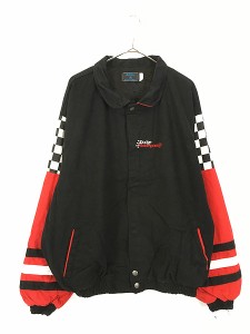 古着 90s Ashley 「Dodge Motorsports」 チェッカー 企業 刺しゅう レーシング ジャケット XXXL 古着