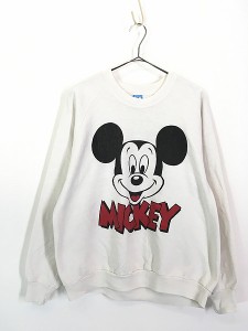 古着 80s USA製 Disney Mickey ミッキー BIG フェイス スウェット XL位 古着