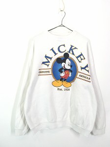 古着 90s USA製 Disney Mickey ミッキー BIG プリント スウェット トレーナー XL 古着