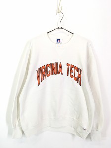 古着 90s USA製 Russell 「VIRGINIA TECH」 カレッジ 前V スウェット トレーナー L