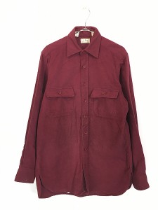 古着 80s USA製 LL Bean 「CHAMOIS CLOTH SHIRT」 ソリッド シャモアクロス フランネル シャツ ネルシャツ 15 1/2