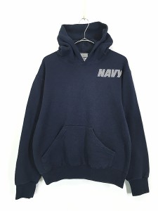 古着 00s USA製 Sofee 「NAVY」 両面 ミリタリー リフレクター スウェット パーカー S