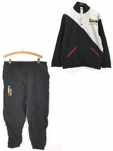 古着 90s LOOK カラフル サイクリング ロゴ ナイロン ジャケット & パンツ セットアップ L 古着