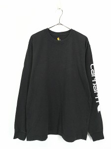 古着 Carhartt アーム プリント 長袖 Tシャツ ロンT 黒 M 古着