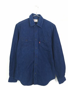 古着 90s チュニジア製 Levi's Europe 「STA-PREST」 濃紺 デニム スタプレ ワーク シャツ M