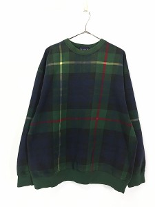 古着 90s GANT ギンガム チェック 総柄 スウェット トレーナー L