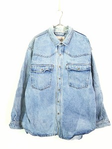 古着 90s Levi's Silver Tab ウエスタンヨーク ビッグシルエット ヘビーオンス ブリーチ デニム ジャケット L