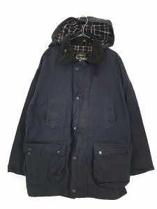 古着 90s- 英国製 Mc Orvis BEDALE タイプ オイルド ワックス ジャケット コート フード完備 ネイビー L?@