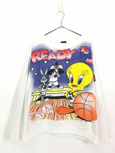 古着 90s SPACE JAM オーバープリント ムービー キャラクター スウェット トレーナー XL位 古着