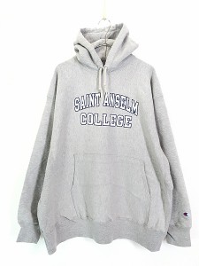 古着 Champion Reverse Weave 「SAINT ANSELM」 2段 カレッジ リバース スウェット パーカー XL 古着