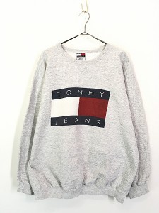 古着 90s USA製 TOMMY HILFIGER フラッグ BIG ロゴ スウェット トレーナー M 古着