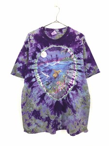 古着 90s 深海 熱帯魚 おさかな アート タイダイ Tシャツ XL 古着