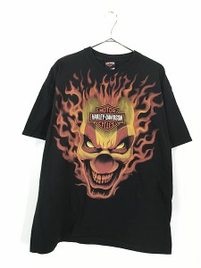 古着 00s USA製 HARLEY DAVIDSON ピエロ 道化師 ファイヤー Tシャツ XL 古着