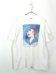 古着 90s USA製 FOXY LADY 女性 肖像画 水彩 アート Tシャツ L 古着