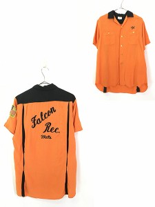 古着 60s USA製 Service Bowling Shirt 3段 チェーン 開襟 レーヨン ボーリング シャツ 15 1/2 古着