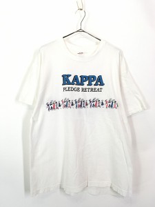 古着 90s USA製 KAPPA 「PLEDGE RETREAT」 行進 イラスト Tシャツ XL 古着