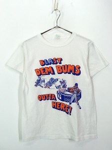 古着 80s USA製 OUTTA HERE! ベースボール バッティング シュール 染込み Tシャツ M 古着